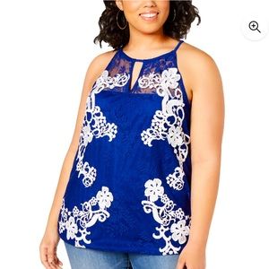 INC International Concepts Lace Halter Top 1x
